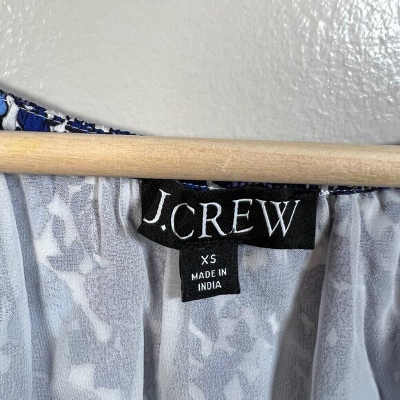 J.Crew Floral V-neck Midi Dress Size XS Blue Smocked Waist Work Wedding Event - Picture 4 of 12